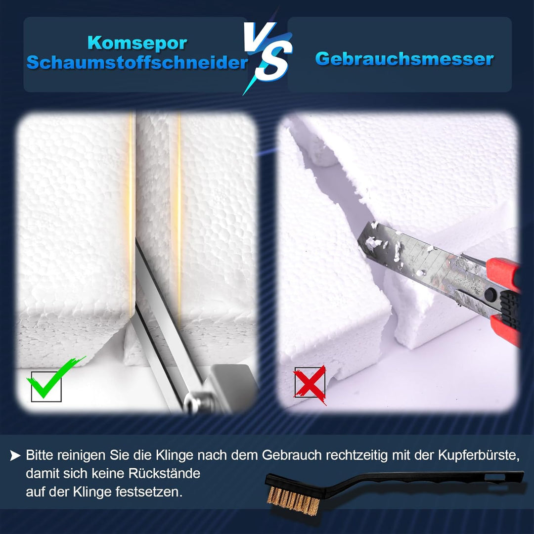 Komsepor 200W Styroporschneider Elektrische Heissmesser Schaumschneider mit 4 Nichrom Klingen 0-600℃