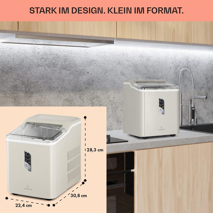 Klarstein Eiswürfelmaschine für Zuhause Camping Gastro, Schnelle Mini Eiswürfelmaschine Klein, Profi