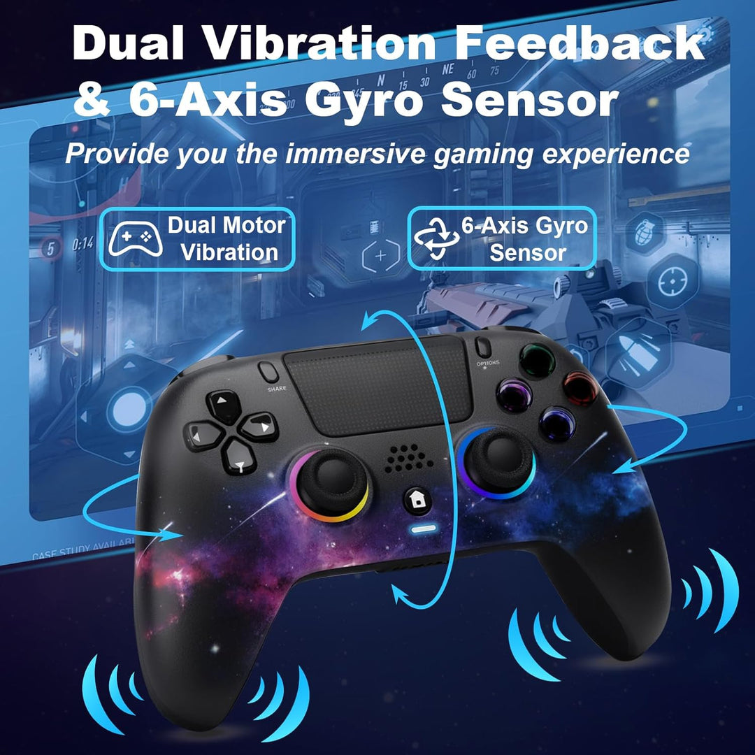 DuLingKer Wireless Controller Kompatibel für PS4, Game Controller mit Hall Effect Stick/Trigger(NO D