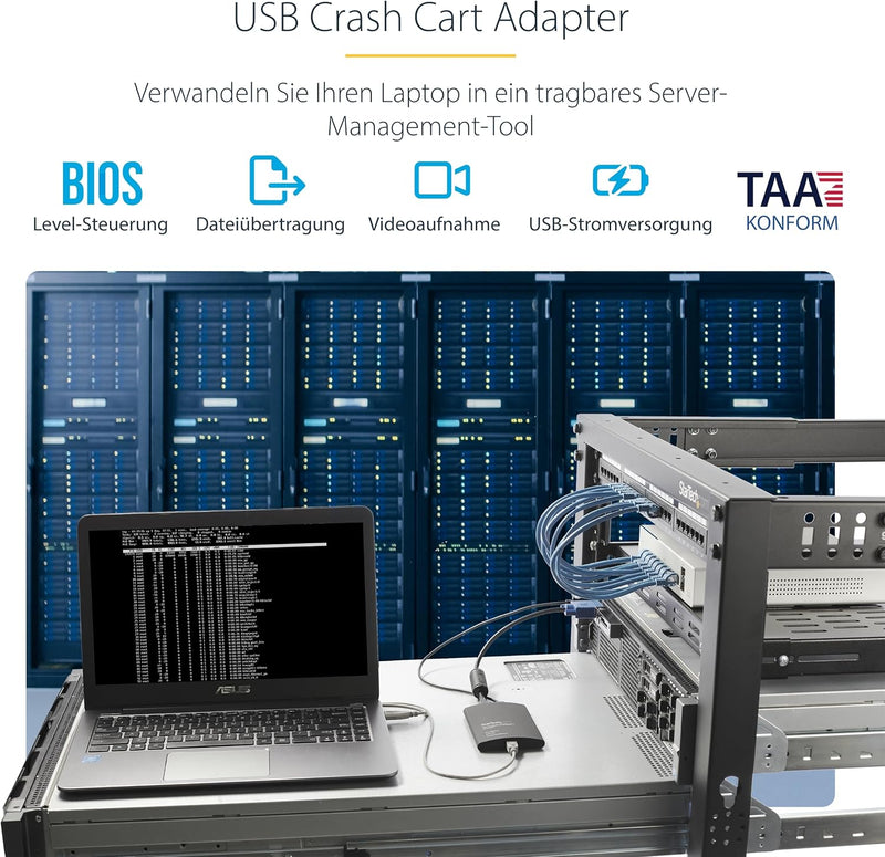 StarTech.com USB Crash Cart Adapter - Portables KVM Adapter - Laptop KVM Konsole für Headless Geräte
