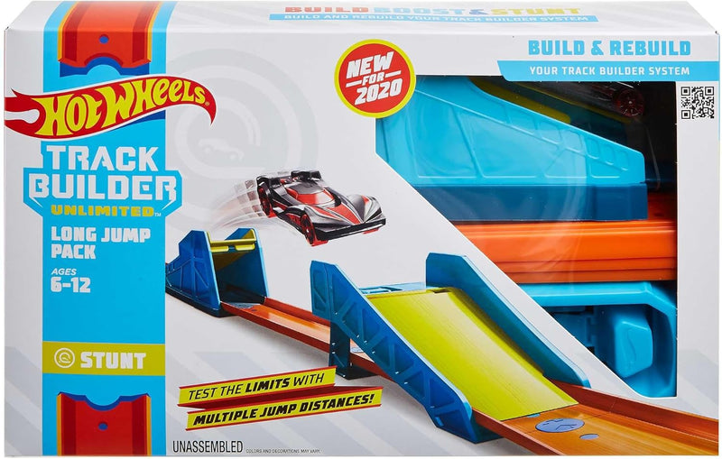 Hot Wheels GLC89 - Track Builder Unlimited Weitsprung Set Zubehörteile, Spielzeug Autorennbahn ab 6