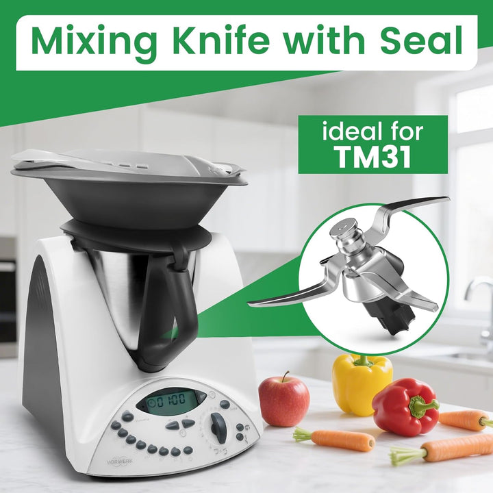 Messer für Thermomix TM31 mit Dichtungsring, Ersatzteil für Vorwerk Thermomix TM31, Ersatzklinge-Zub