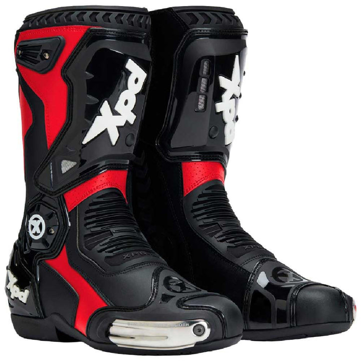 XPD XP6-S Motorrad Stiefel, schwarz/rot, 46 | Atmungsaktiv Schwarz Rot 46 EU, Schwarz Rot 46 EU
