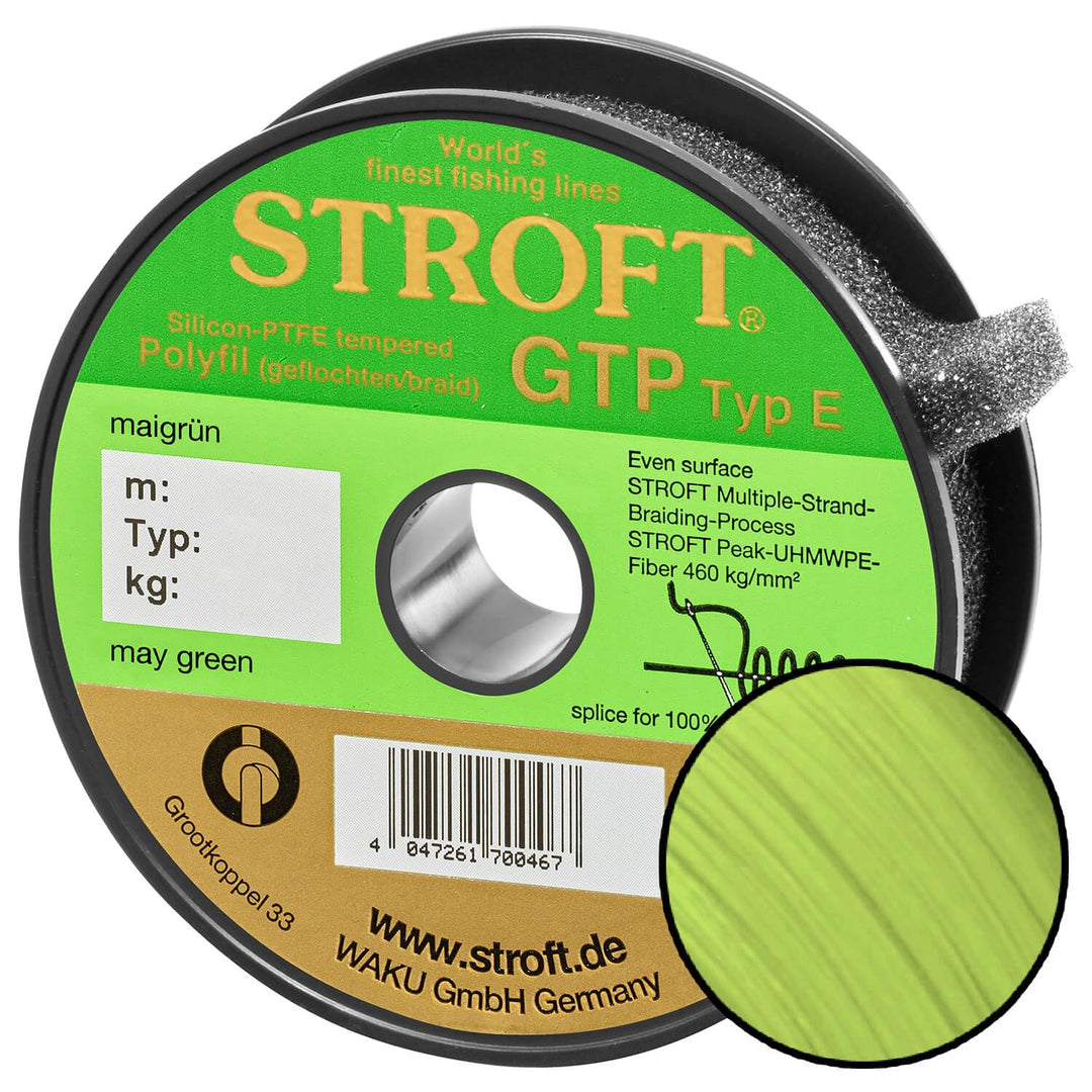 WAKU Stroft Schnur GTP Typ E geflochten maigrün 150m Typ E2 5,75kg, Typ E2 5,75kg