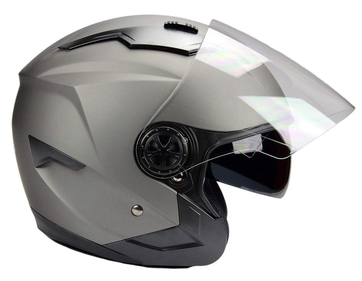 BNO Jethelm mit Langvisier Jet300 Motorradhelm Roller Helm Schutzhelm Matt Anthrazit (S-XXL) (S)