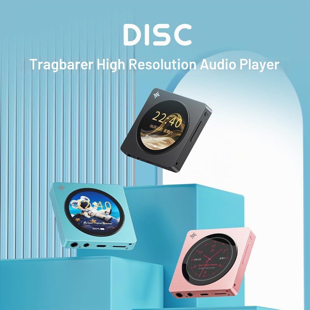 FIIO DISC Tragbarer HiFi-Musik-Player, Dual-DAC-Digital-Audio-Player mit 3,5-mm- und 4,4-mm-Ausgänge