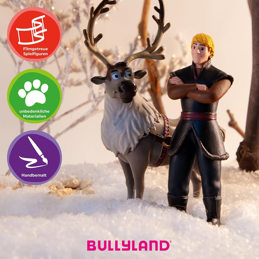 Bullyland 13414 - Spielfiguren Jubiläums-Set Prinzessin Elsa, Anna, Salamander Bruni, Kristoff und S