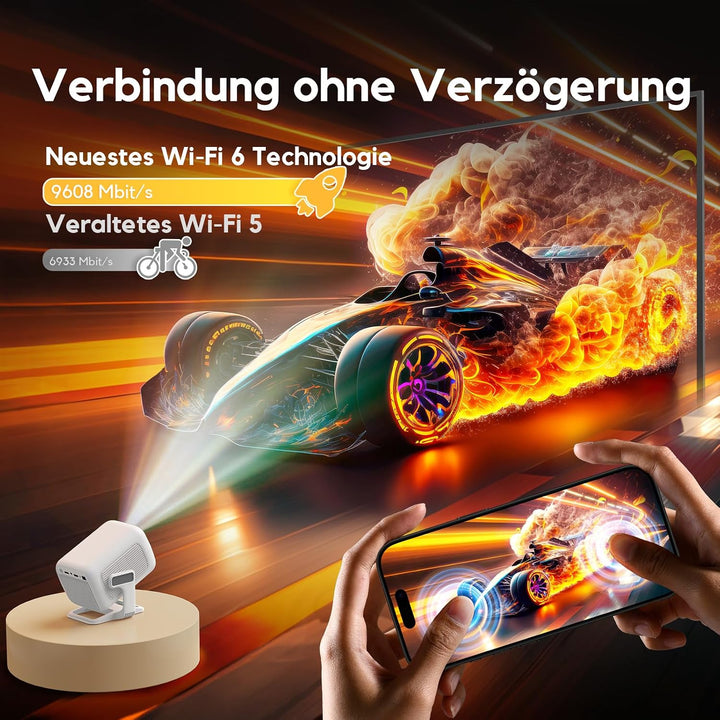 Beamer, AKIYO 7500 Lumen WiFi Mini Beamer Full HD, Native 1080P Full HD Heimkino Video Beamer, HiFi-