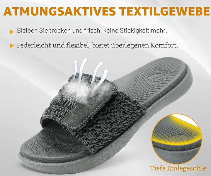 ONCAI Dusch Badelatschen Herren mit Klettverschluss Offener Zeh Sports Badesandalen Sommer Freizeit