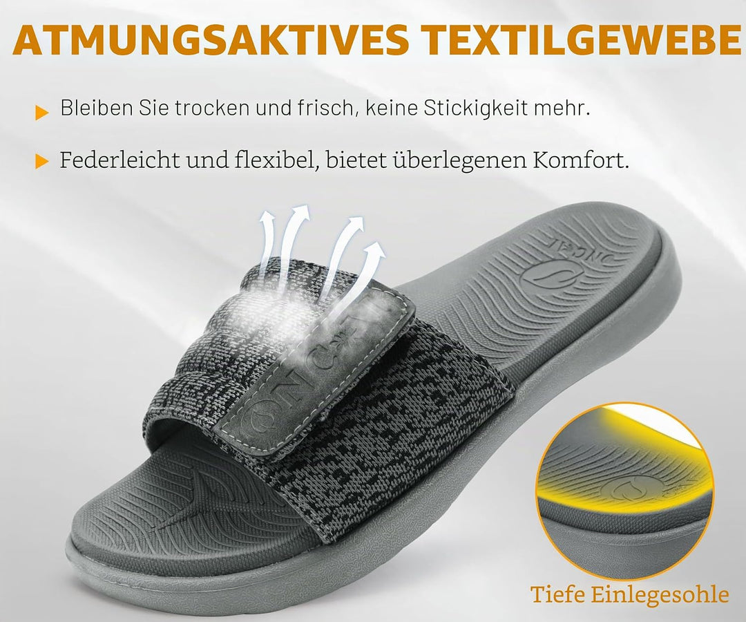 ONCAI Dusch Badelatschen Herren mit Klettverschluss Offener Zeh Sports Badesandalen Sommer Freizeit