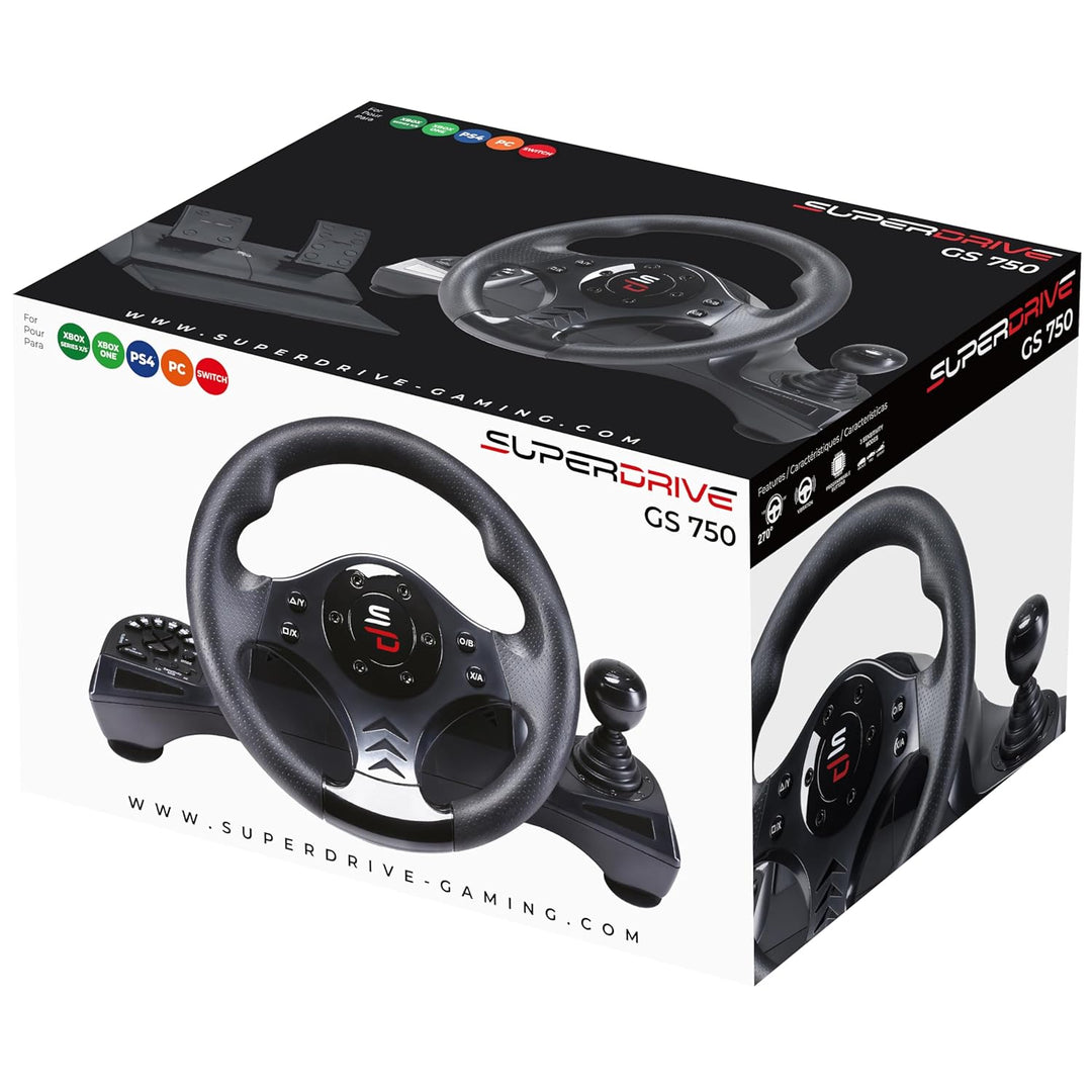 SUBSONIC Superdrive - Rennlenkrad GS750 Drive Pro lenkräd mit Pedalen, paddels, Schalthebel und Vibr
