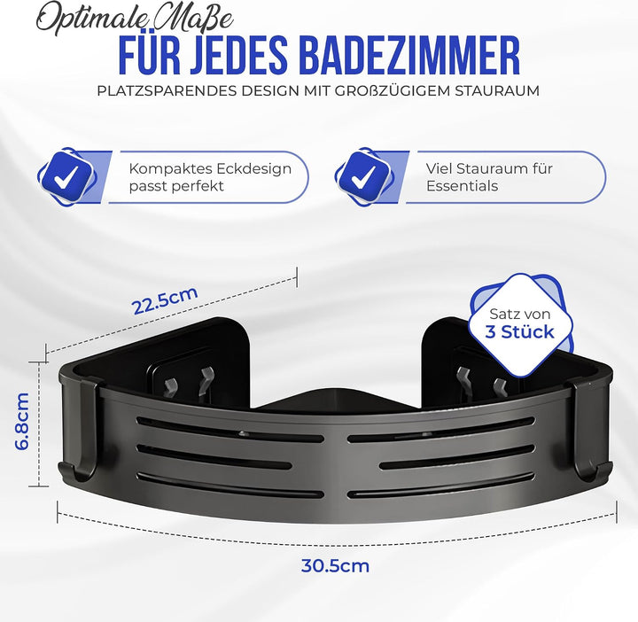 Duschablage Ohne Bohren, Duschregal Ecke Badezimmer Regal Wand Duschkorb mit Handtuchhalter Eckregal