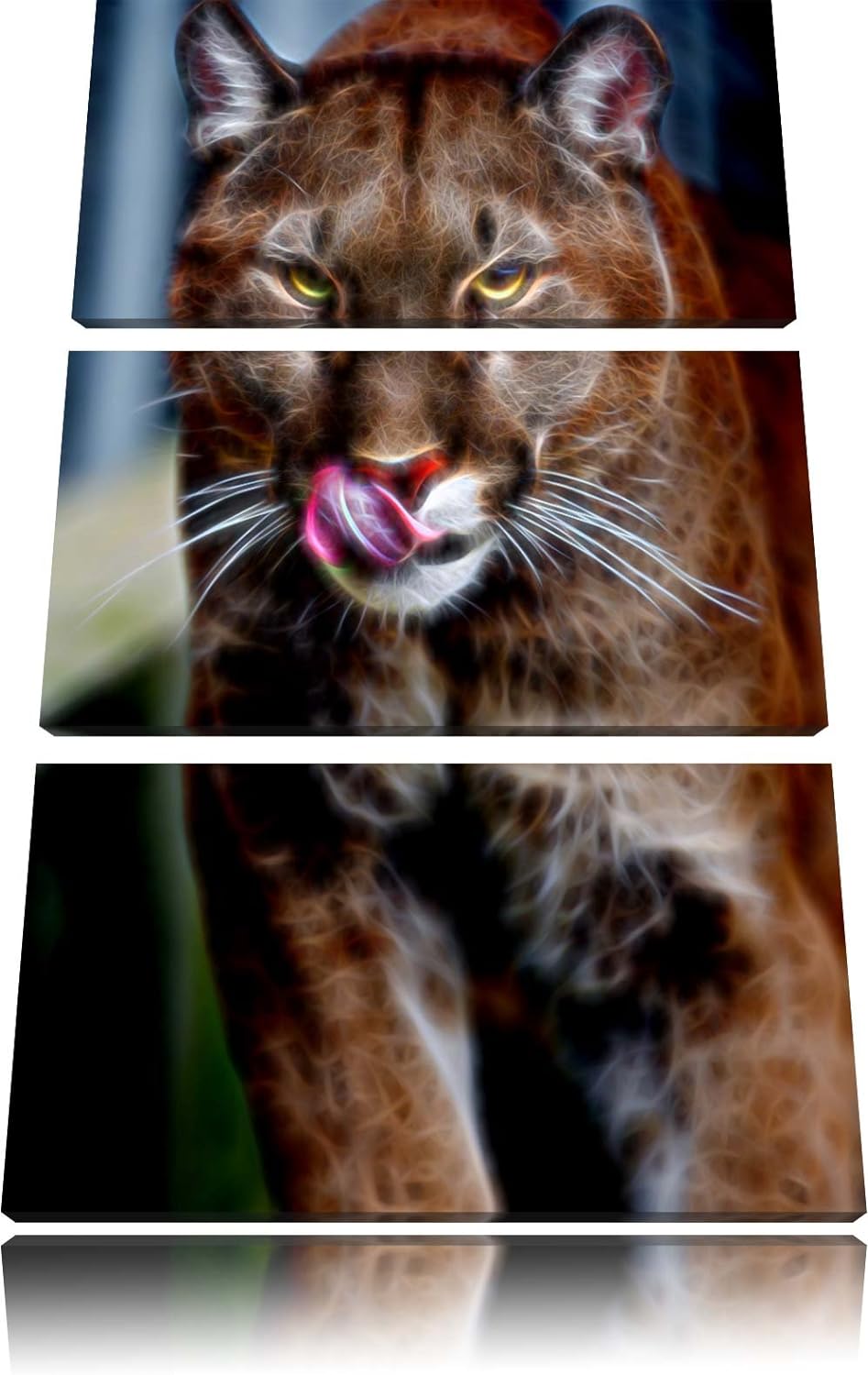 anmutiger Puma Spezial 3-Teiler Leinwandbild 120x80 Bild auf Leinwand, XXL riesige Bilder fertig ger
