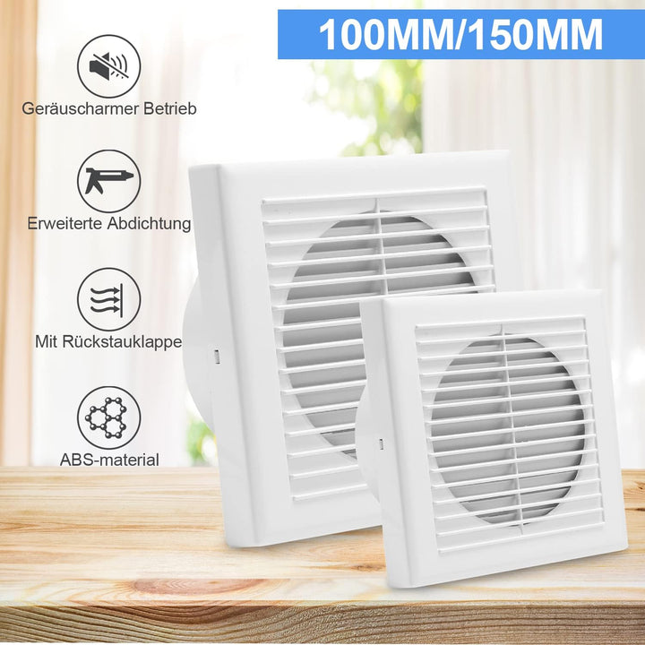 Badlüfter 150mm, Badezimmerlüfter Lüfter für Effiziente Belüftung Leiser Betrieb Abluftventilator Ve