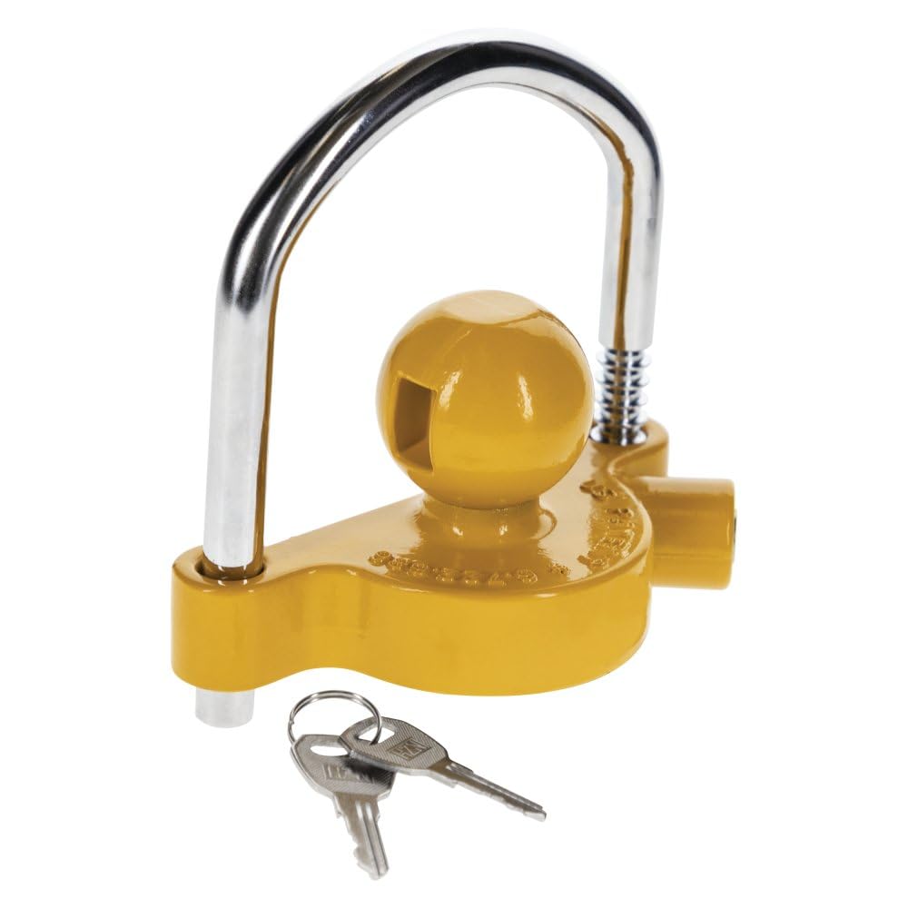 REESE Towpower 72783 Kupplungsschloss, verstellbare Aufbewahrungssicherheit, robuster Stahl, gelb un