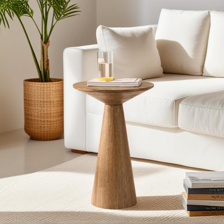 Beistelltisch Rund, Beistelltisch Holz Natur, Couchtisch Klein Rund für Wohnzimmer, Runder Beistellt
