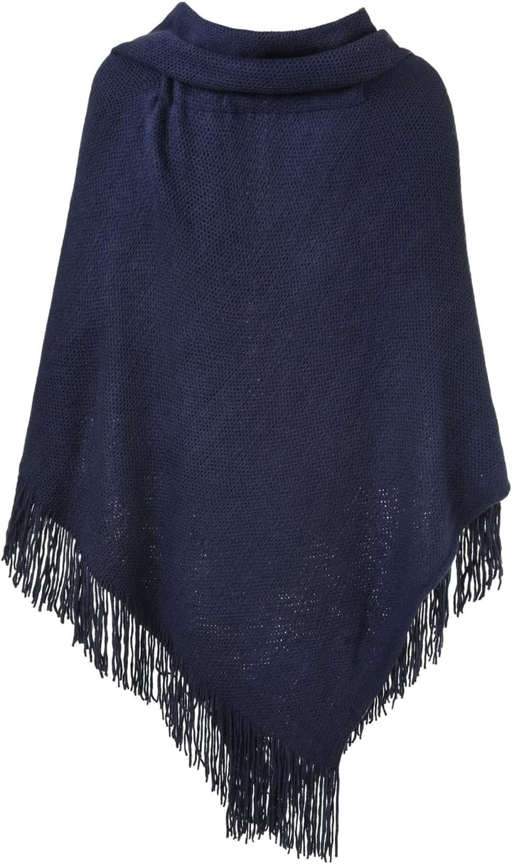 Ferand Damen Poncho Locker sitzender Cape Schal mit offener Vorderseite für Herbst und Winter Marine
