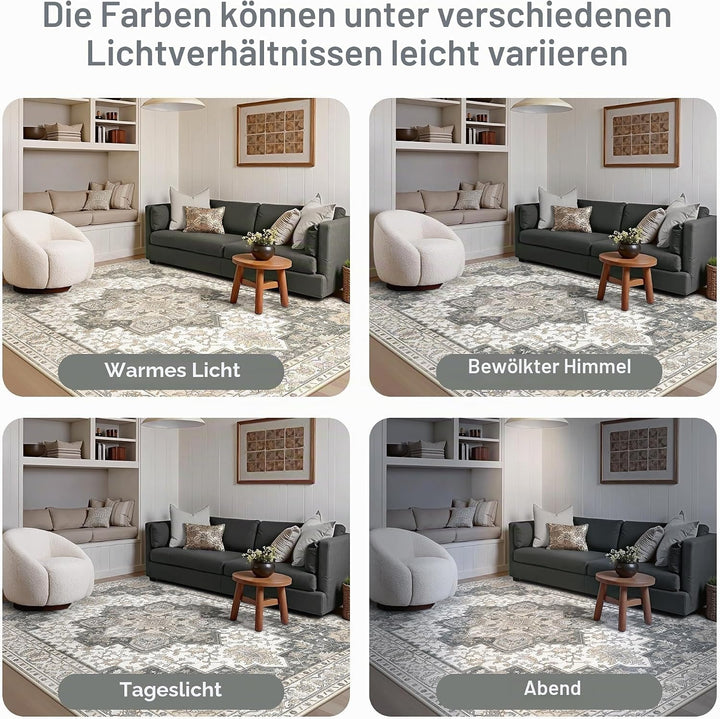 GENIMO Teppich Klein 60x90cm, Vintage Fussmatte Innen, Waschbare Teppiche, Boho Teppich, Klein Carpe