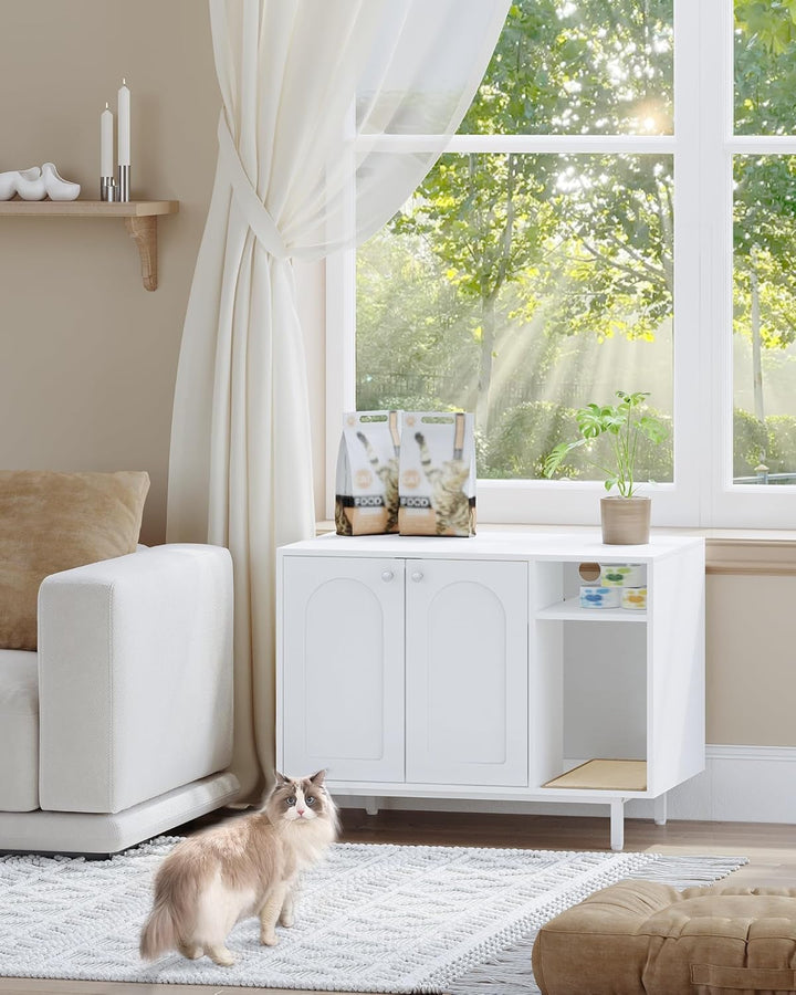 Hzuaneri Katzenschrank, Katzentoilette, Katzenklo Schrank, Katzenhaus mit Tür und separater Trennwan