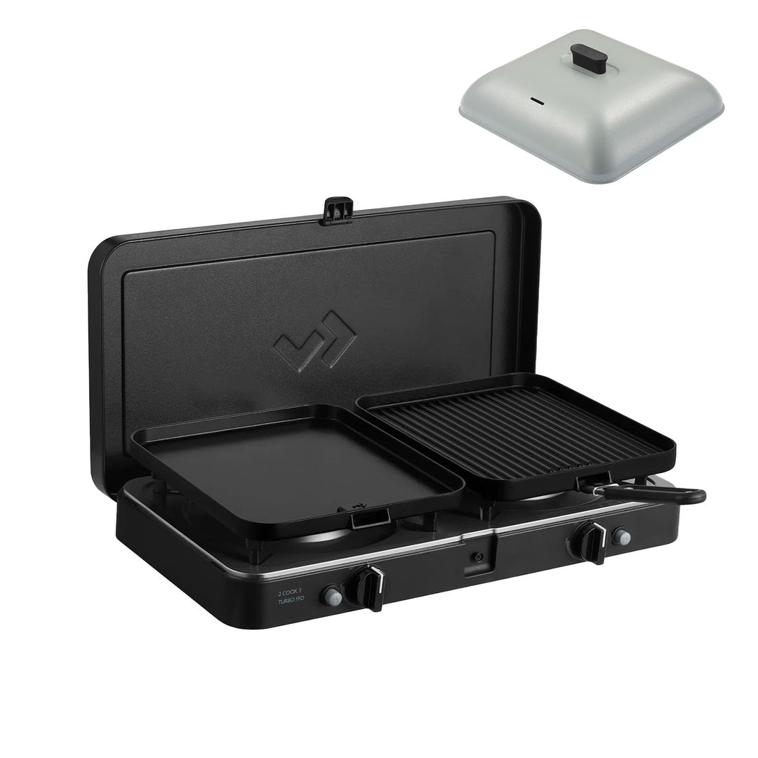 CADAC - 2 Cook 3 Turbo Deluxe und Universelle Grillkuppel - Gas Tischgrill mit 2 Brennern und Alumin