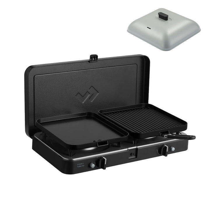 CADAC - 2 Cook 3 Turbo Deluxe und Universelle Grillkuppel - Gas Tischgrill mit 2 Brennern und Alumin
