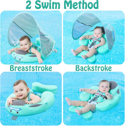 Mambobaby Neueste Schwimmring Baby mit Sonnendach, Schwimmreifen Nicht Aufblasbar Robust Weich Wasse