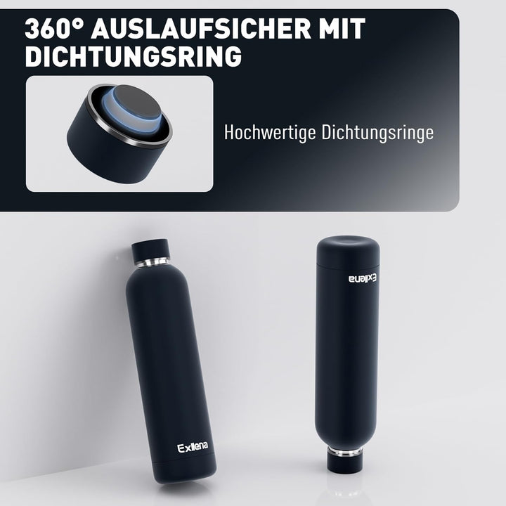 Exllena Edelstahl Trinkflasche 1l Hält Getränke 24 Stunden kalt/ 12 Stunden warm, Wasserflasche 1l 1