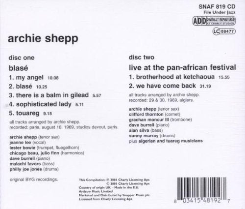 Blase/Live at Pan-African Fest, Audio-CD