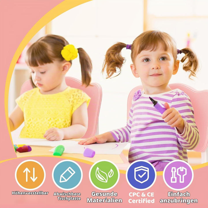 FUNLIO Kinderzimmertisch &amp; -stuhlsets, höhenverstellbar für Kinder im Alter von 3-8 Jahren, leicht a