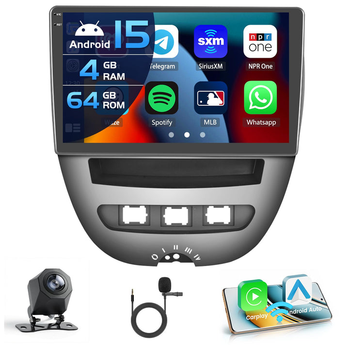 Inefala 4+64G Autoradio für Toyota Aygo/Peugeot 107/Citroen C1 2005-2014 Android 15 mit 10'' In-Cell