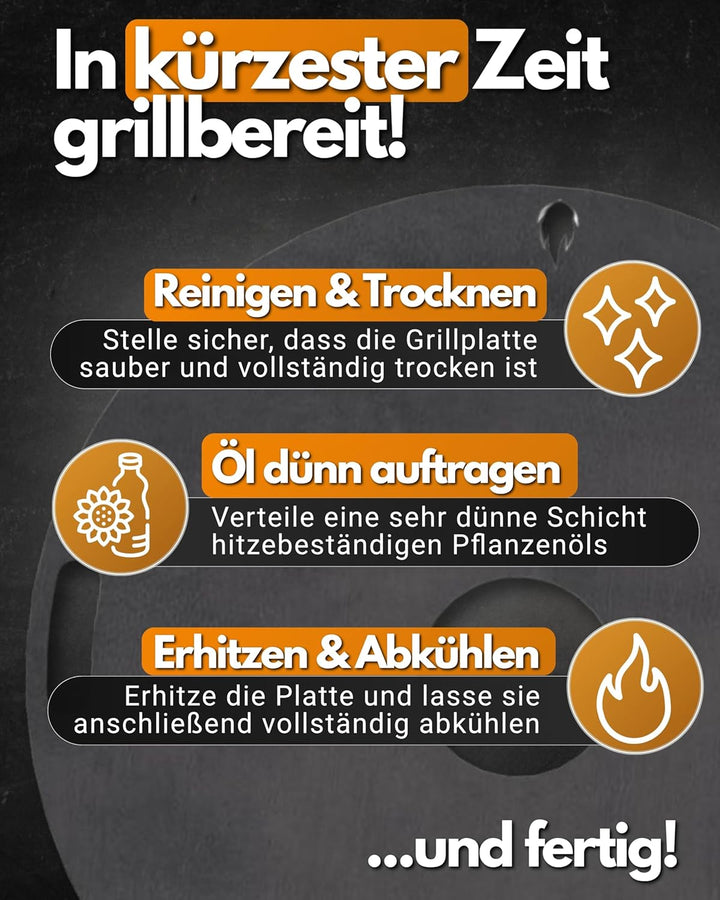 Feuerfest 123 Grillplatte rund I Ø 98cm I Feuerplatte aus Feinkorn-Stahl I Massive Plancha-Platte mi