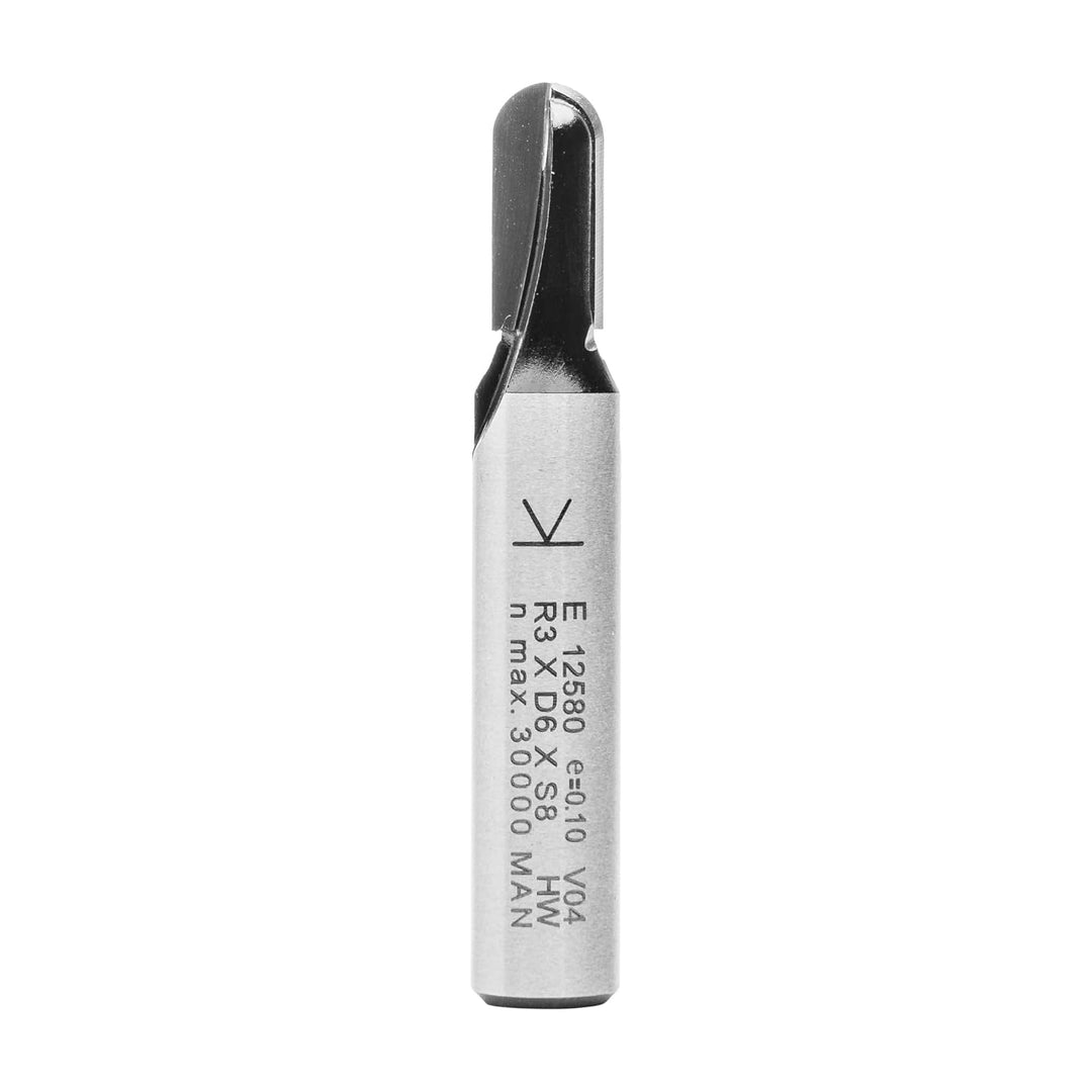 ENT 12580 Wasserrinnenfräser HW, Schaft (S) 8 mm, Durchmesser (D) 6 mm, NL 12,7 mm, R 3 mm, SL 32 mm