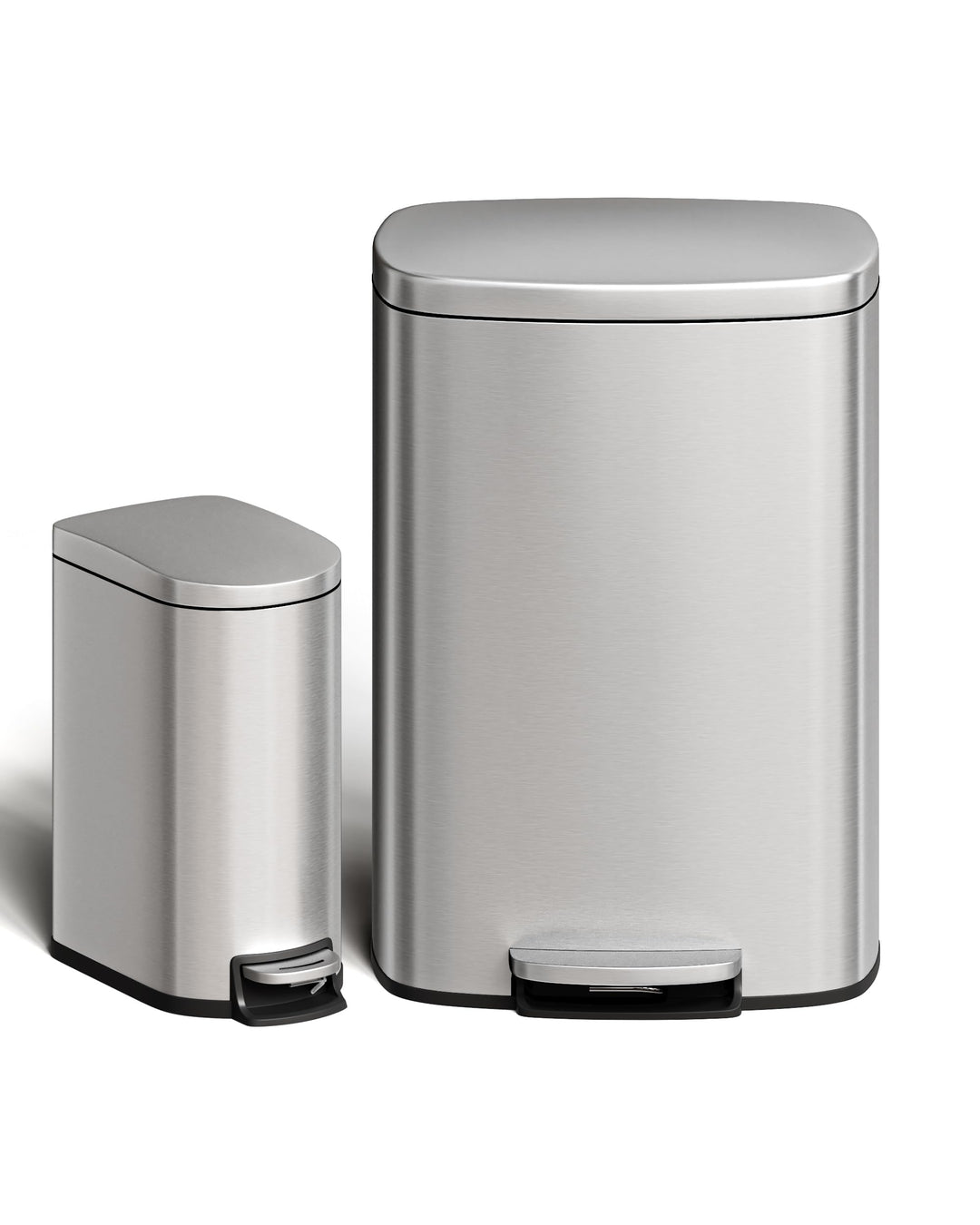 GarveeHome 50 Liter- und 10 Liter-Metallmülleimer-Set, rostfreier Küchen Mülleimer mit Deckel, pedal