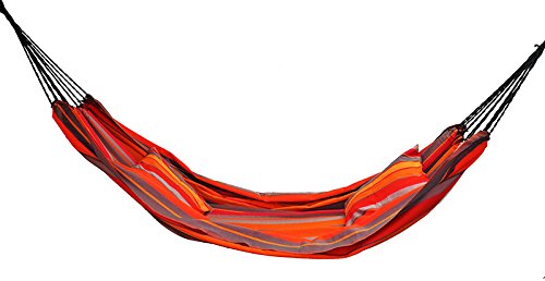 Lazy Rest Hängematte – Baumwoll-Leinwand – doppelte Kordel verstärkt – gross – Farbe (Mandarina) Ora
