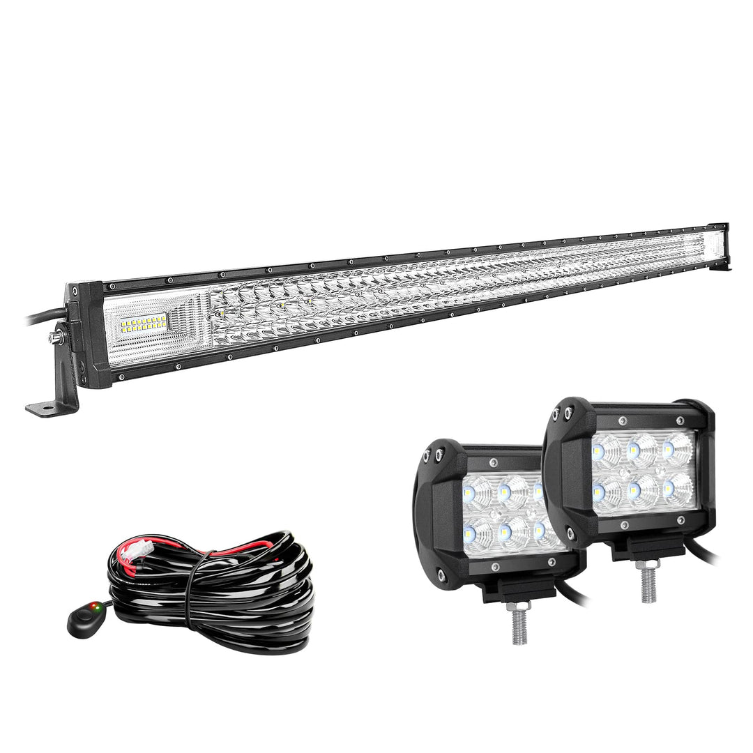 Willpower 52 Zoll 132CM 675W Led Arbeitsscheinwerfer Bar + 4 Zoll 10CM Led Scheinwerfer + Kabelbaum