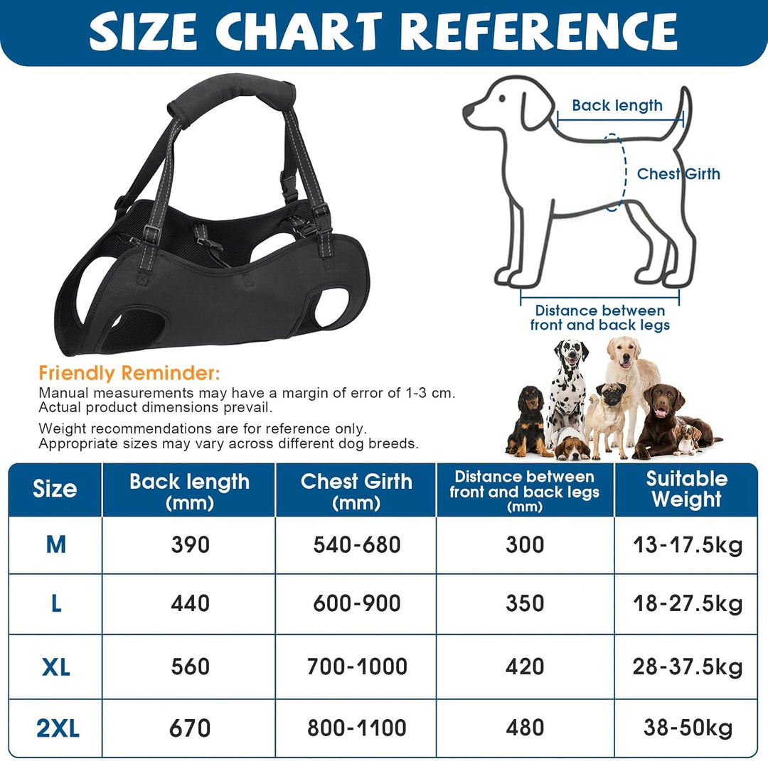Tragehilfe Hund Gross, Hunde Tragehilfe, Hundehebegeschirr für Behinderte, Verletzte Oder Ältere (M)