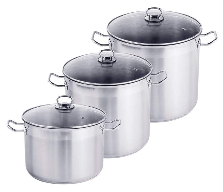 XXL-Set Profi Universalkochtopf Suppentopf Jumbotopf 10-20 Liter, Silber - für alle Herdarten auch I