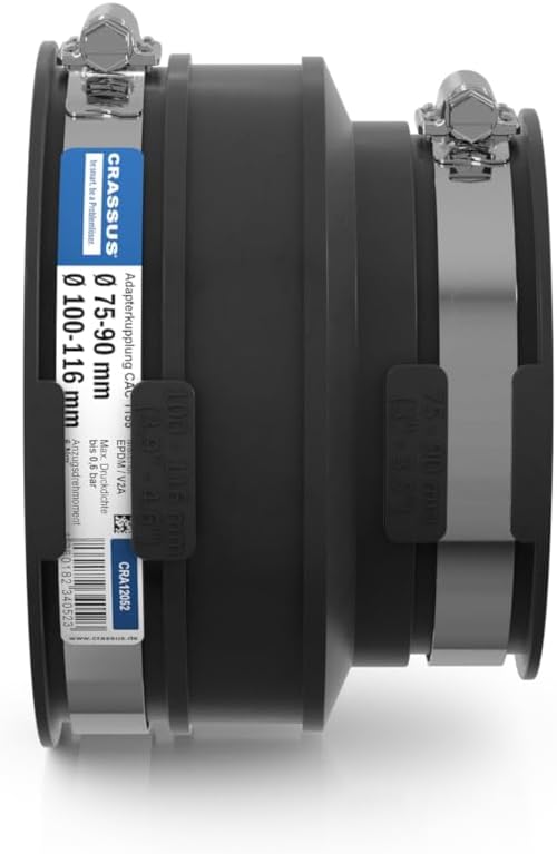 Crassus Adapterkupplung CAC 1155, EPDM / V2A, 1 Stück, 100-115 mm auf 75-90 mm, CRA12052, 100-115 mm