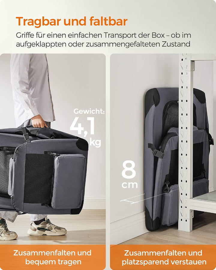Feandrea Hundebox faltbar, Transportbox Hund, XL, Hundetasche, Oxford-Gewebe, Netzstoff, atmungsakti