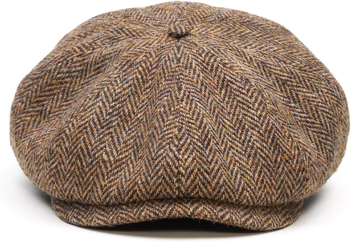 Sterkowski Shelby Mütze | Tweed Schiebermütze für Herren | Warm Elegant 100% Wolle Zeitungsjunge Kap