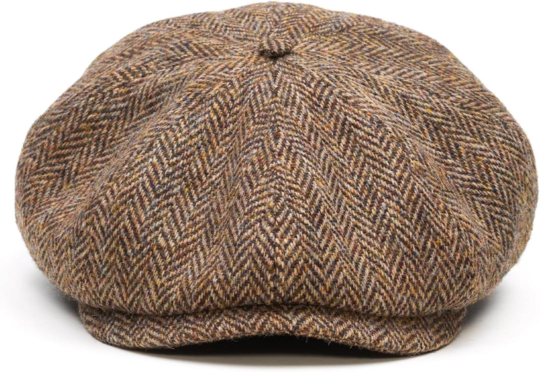Sterkowski Shelby Mütze | Tweed Schiebermütze für Herren | Warm Elegant 100% Wolle Zeitungsjunge Kap