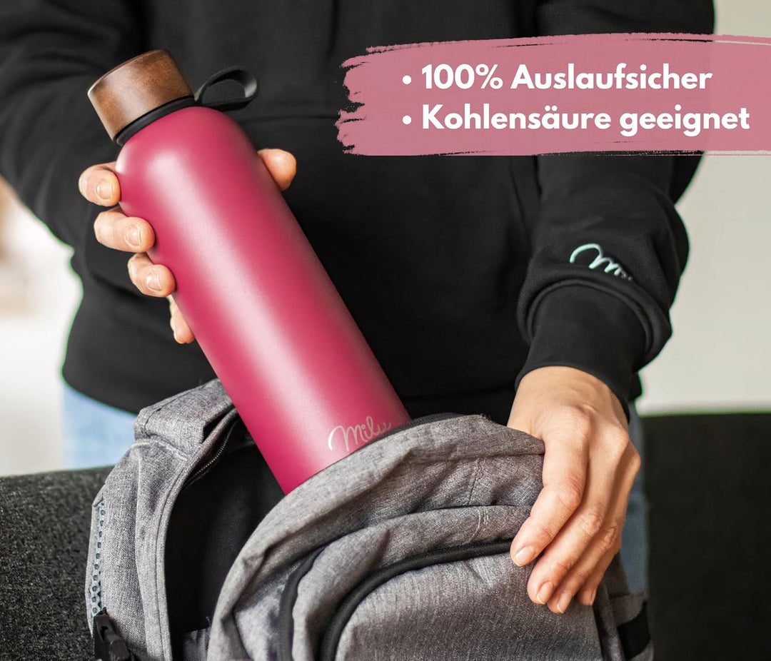 Milu Thermosflasche 750ml Isolierte Edelstahl Thermo Trinkflasche Thermoskanne Auslaufsichere Isolie