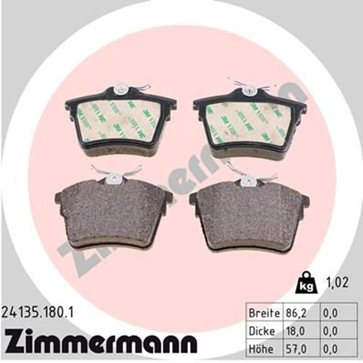 ZIMMERMANN 24135.180.1 Serie Bremsbelagsatz, Hinten