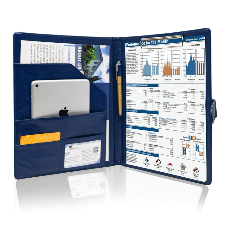 GraduatePro Schreibmappe A4 Klemmbrett Mappe mit Magnetischer Verschluss, organizer büro mappe, Blau