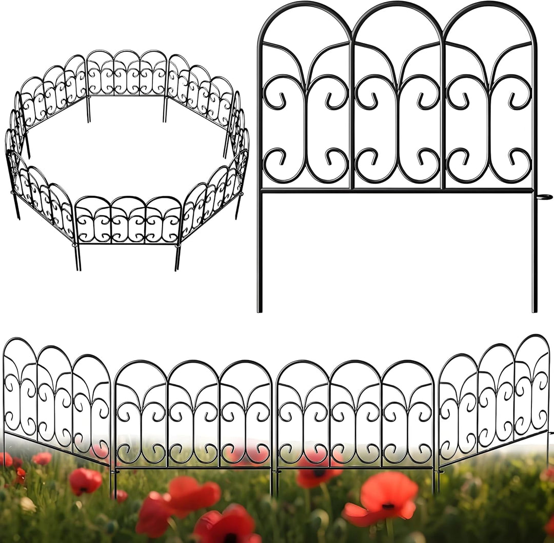 Amagabeli Beetzaun Metall 46x46cm x 5Stück Gartenzaun Metall Teichzaun Set mit Zaunelementen Gartenz