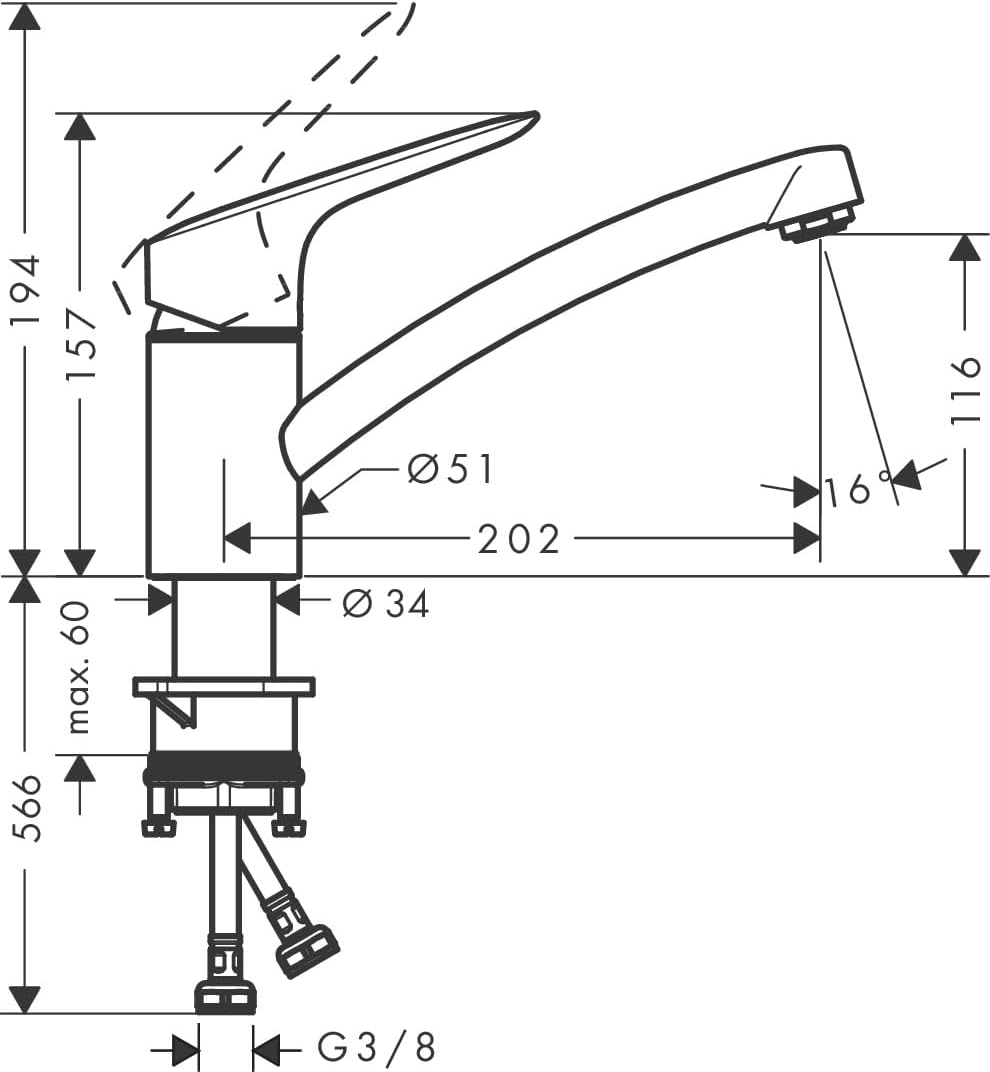 hansgrohe Küchenarmatur Logis M31, Wasserhahn Küche mit Auslauf Höhe 120mm, schwenkbar, 1 Strahlart,