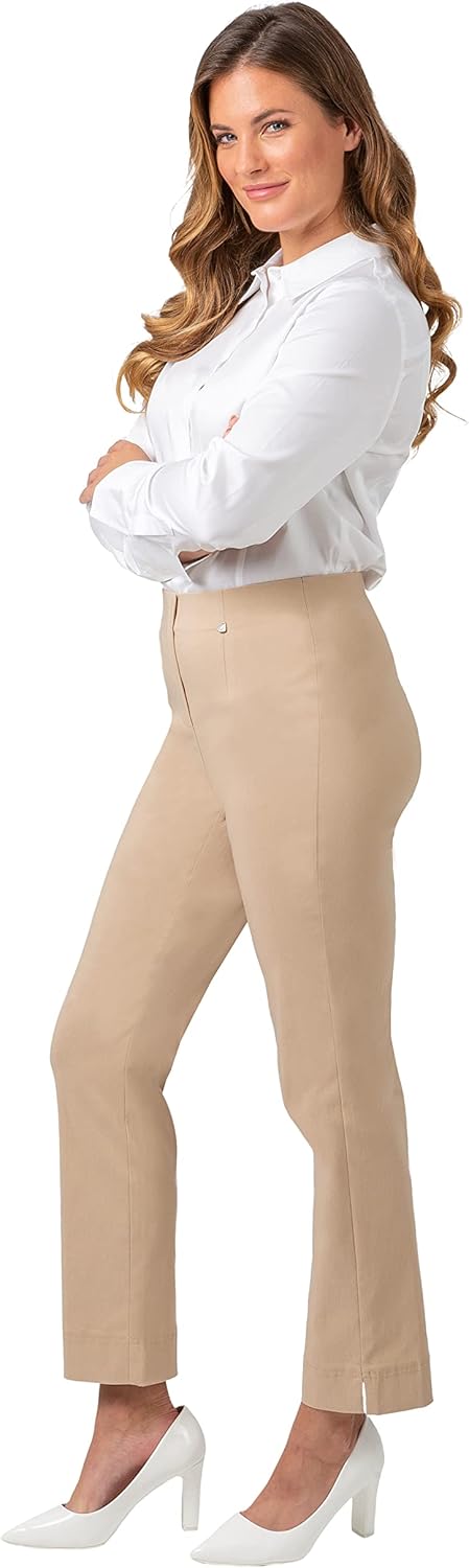Gio Milano, Gio-Gabi, super Stretch Hose mit geradem Bein ohne Verschluss, 34 Kurz Camel