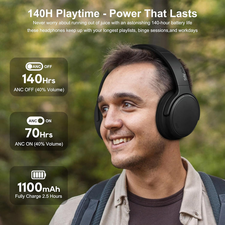 Srhythm NiceComfort 35 (2. Generation) Hybrid-Kopfhörer mit Geräuschunterdrückung, Bluetooth 6.0, 5