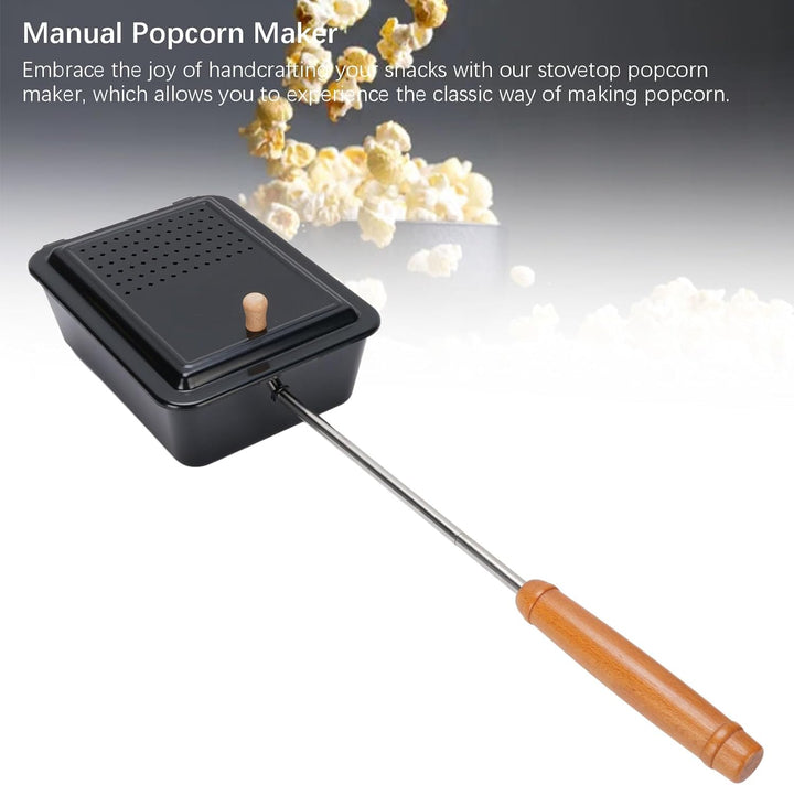 ciciglow Lagerfeuer Popcorn Popper, Popcorn Grill Tablett mit Holzgriff, Tragbare Eisenhandbuch Popc