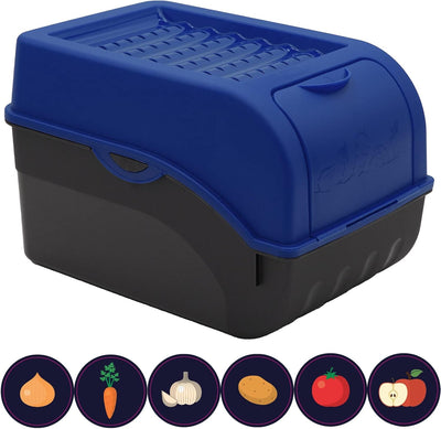 ARTECSIS Kartoffel Aufbewahrungsbox dunkelblau 2er Set I Gemüsebox Kartoffelbox mit Deckel für ca. 4